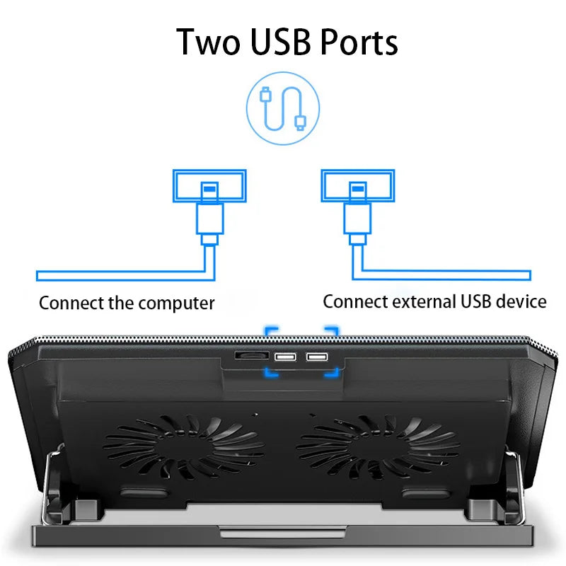 Gaming Laptop Cooler  For 12-16 Inch Notebook Two USB Laptop Cooling Pads Wind Speed Adjustable Silent Laptop Stand
