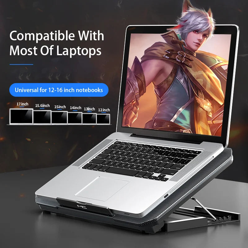 Gaming Laptop Cooler  For 12-16 Inch Notebook Two USB Laptop Cooling Pads Wind Speed Adjustable Silent Laptop Stand