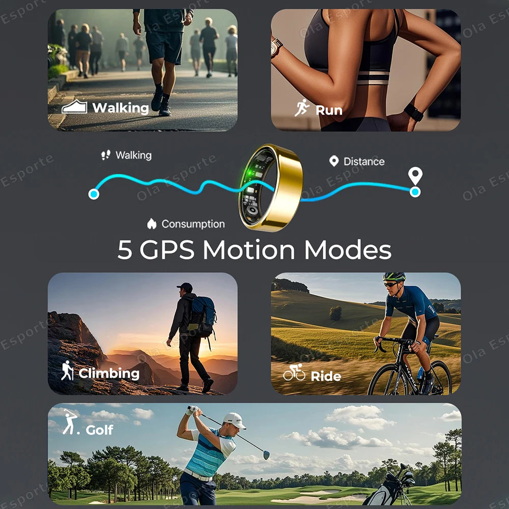 New 2026 Waterproof Smart Ring Heart Rate Blood Pressure Sleep Monitoring Motion Tracking