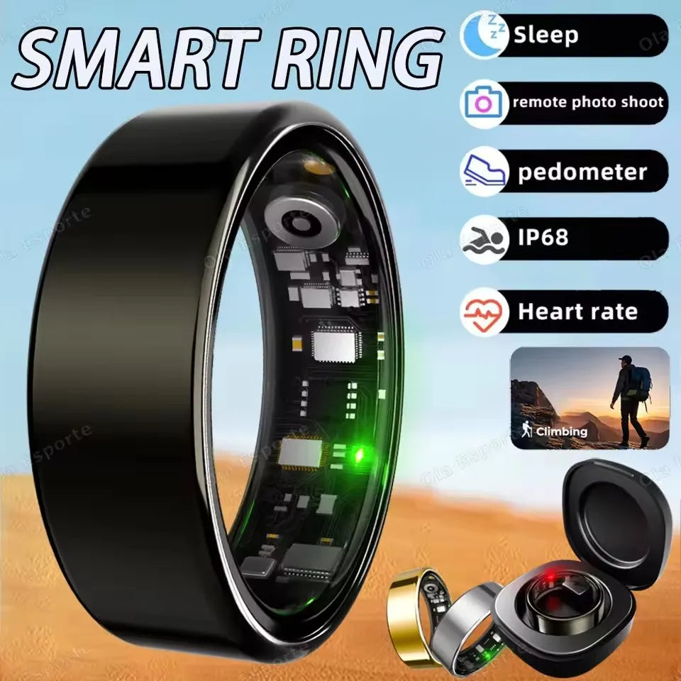 New 2026 Waterproof Smart Ring Heart Rate Blood Pressure Sleep Monitoring Motion Tracking