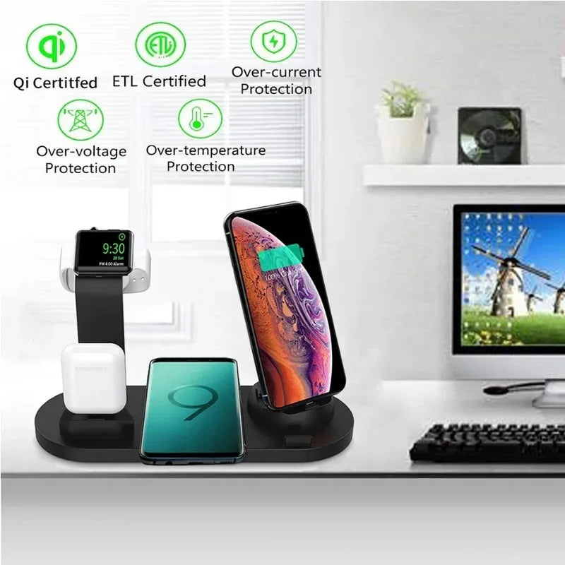 VIKEFON 7 in 1 Wireless Charger Stand Pad For iPhone 17-12 Apple Watch Fast Charging Dock Station for Airpods iWatch 8 7