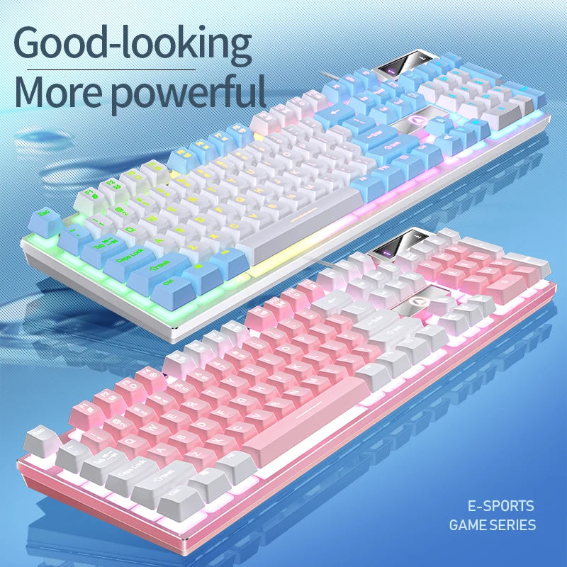 RGB Gaming Keyboard Wired Mechanical Feel Keyboard Color Backlit USB Keyboard for PC Laptop Gaming