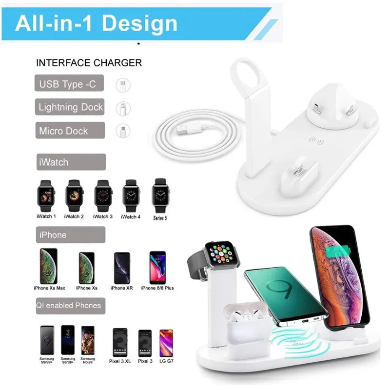VIKEFON 7 in 1 Wireless Charger Stand Pad For iPhone 17-12 Apple Watch Fast Charging Dock Station for Airpods iWatch 8 7