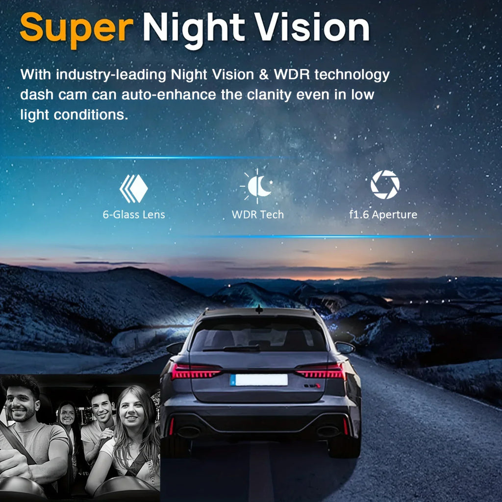 Dash Camera Front And Inside, G Sensor HD Night Vision