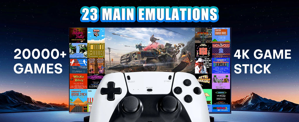 Game Stick Retro Video Game Console 20,000+ Games Wireless Dual Controllers HDMI Gaming Stick for TV