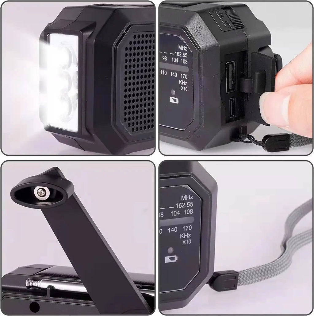 Waterproof Portable Solar Radio, Blackout  Power Station, USB Phone Charger