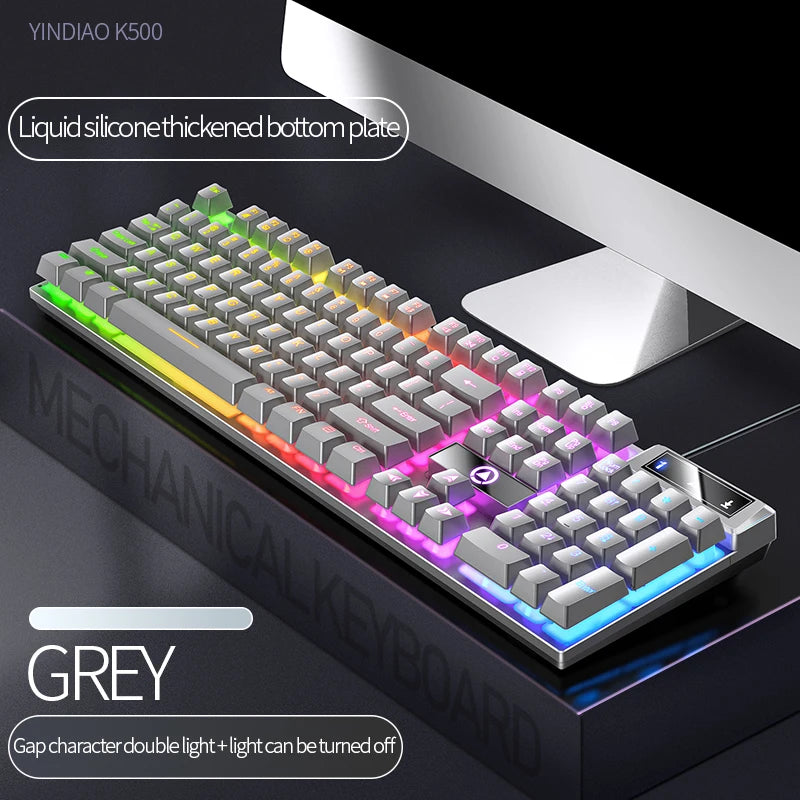 RGB Gaming Keyboard Wired Mechanical Feel Keyboard Color Backlit USB Keyboard for PC Laptop Gaming
