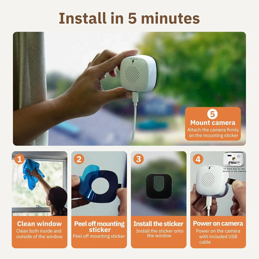 Window Camera Replaces Outdoor Cameras Full-Color Night Vision Through Window Mini Camera