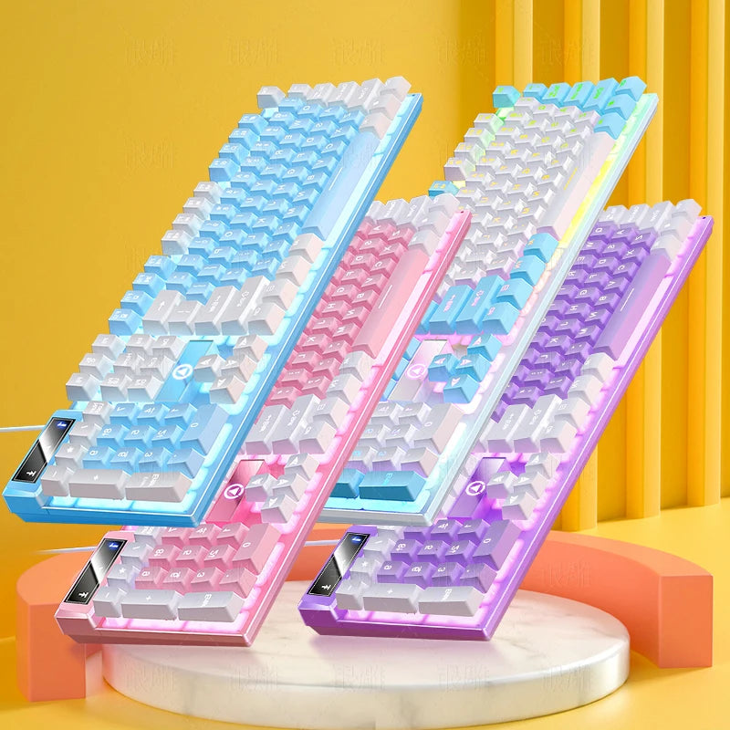 RGB Gaming Keyboard Wired Mechanical Feel Keyboard Color Backlit USB Keyboard for PC Laptop Gaming