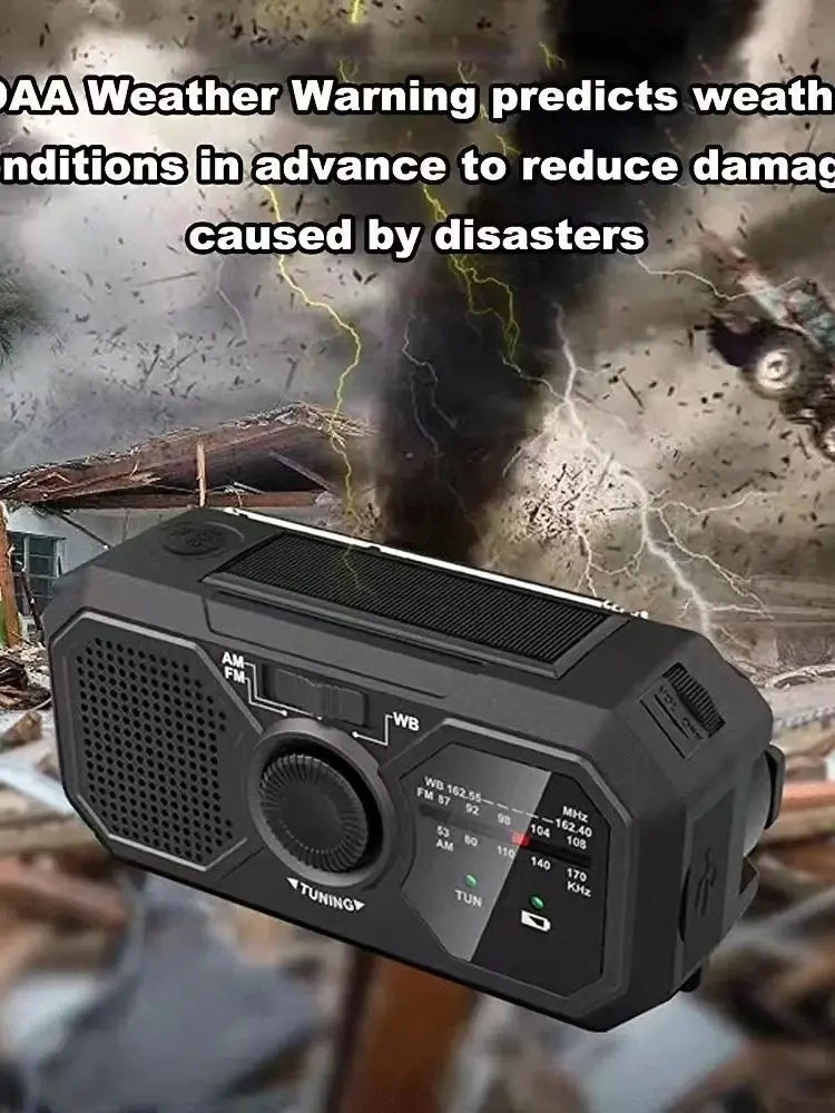Waterproof Portable Solar Radio, Blackout  Power Station, USB Phone Charger