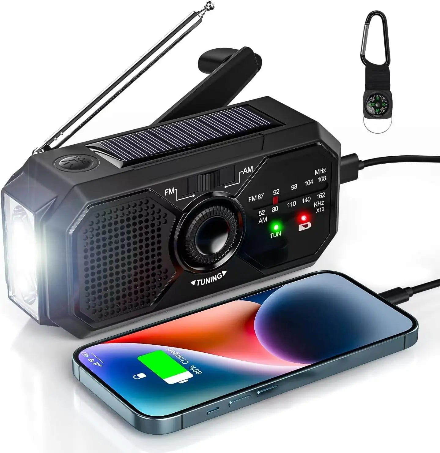Waterproof Portable Solar Radio, Blackout  Power Station, USB Phone Charger