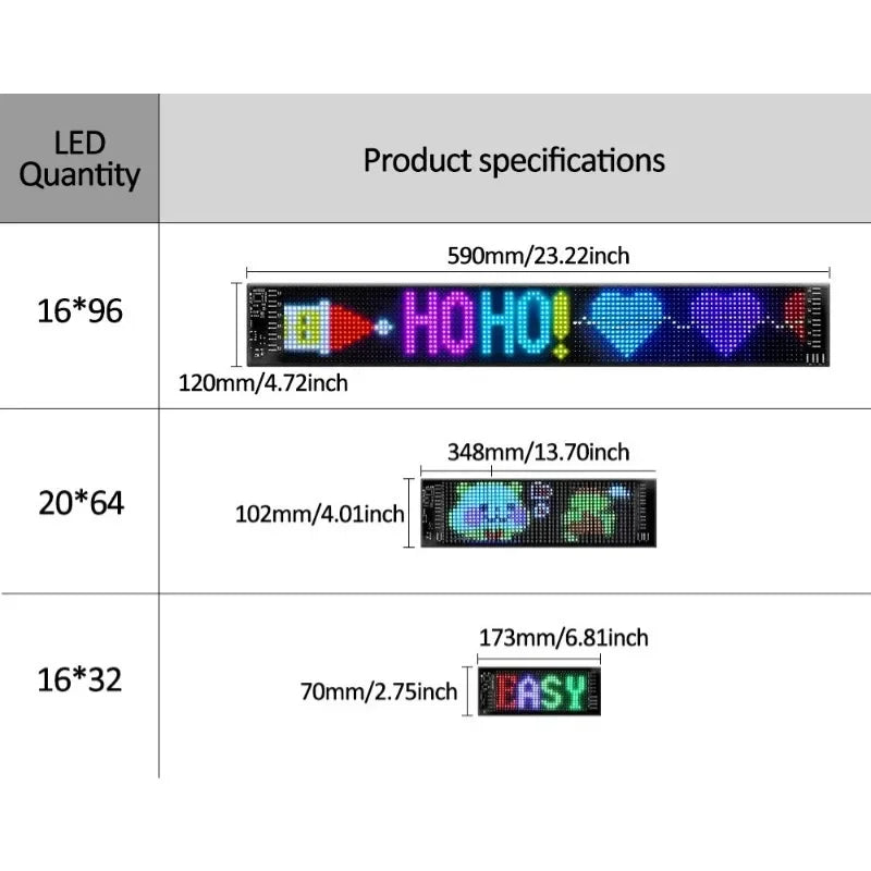 Cool Eyes Light for Cars 23 in X 4.7 in Programmable LED Display, Scrolling Led Light Suitable for Car Windows car Festival