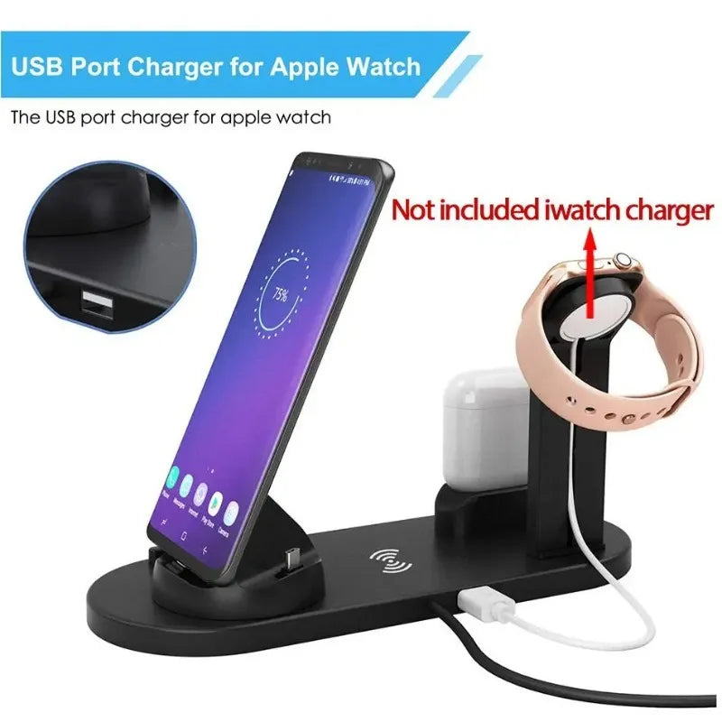 VIKEFON 7 in 1 Wireless Charger Stand Pad For iPhone 17-12 Apple Watch Fast Charging Dock Station for Airpods iWatch 8 7