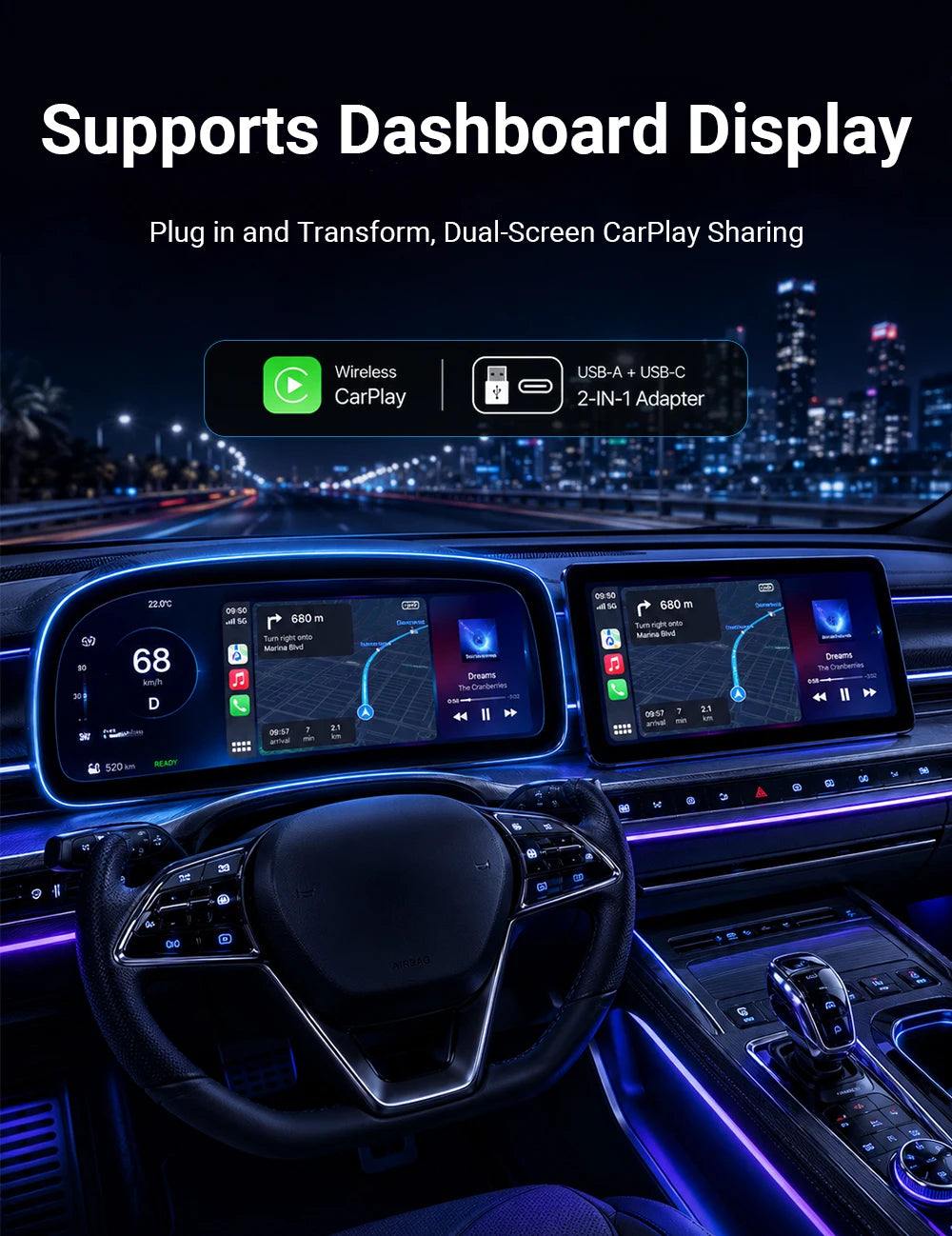 Wireless CarPlay Android 2026 New Smart Auto Adapter Hassle-Free Plug&Play Stable BT WiFi Connect OTA Upgradable Fit 99% Vehicle