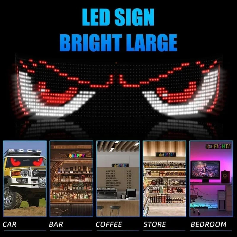 Cool Eyes Light for Cars 23 in X 4.7 in Programmable LED Display, Scrolling Led Light Suitable for Car Windows car Festival