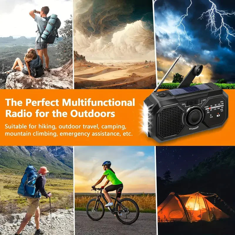 Waterproof Portable Solar Radio, Blackout  Power Station, USB Phone Charger