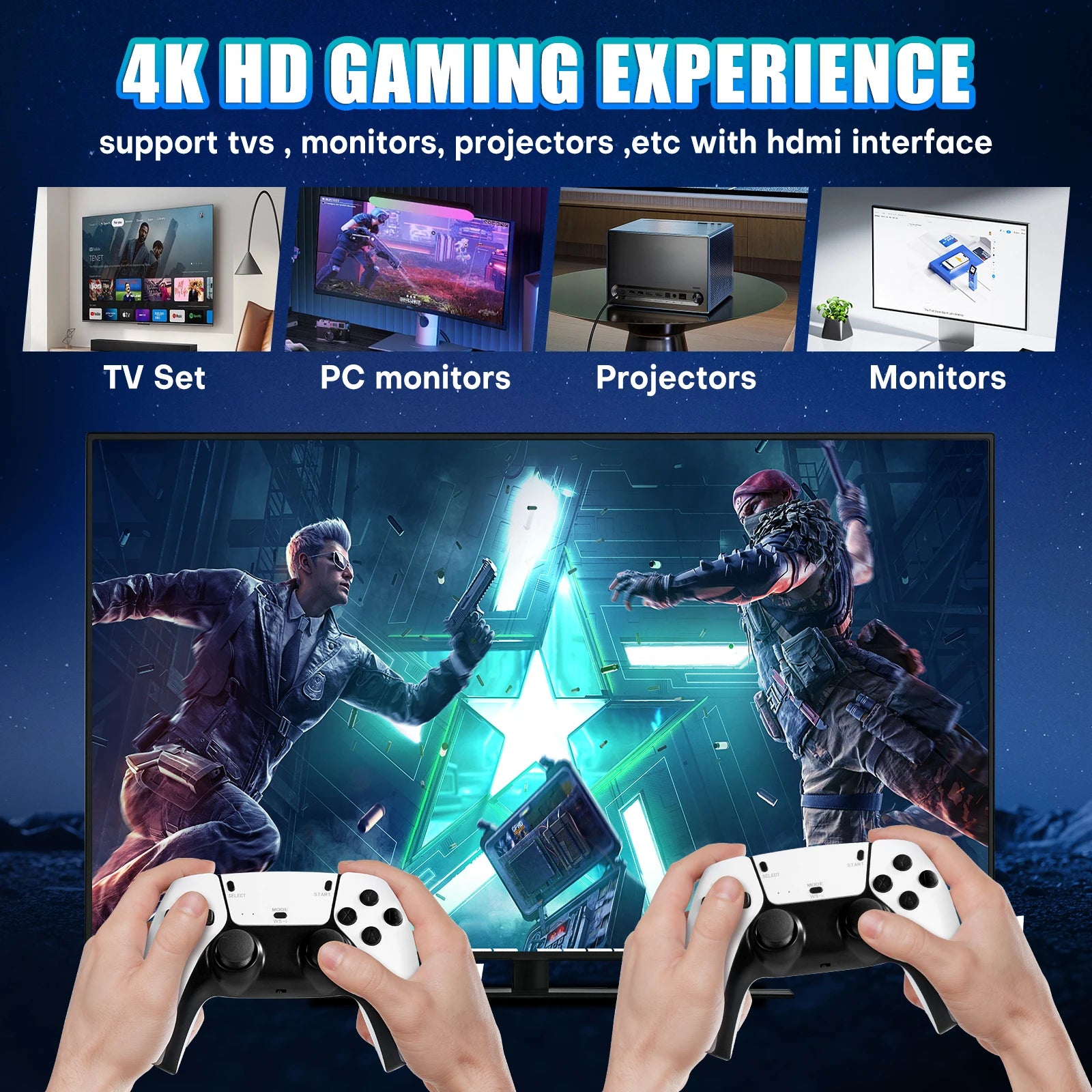Game Stick Retro Video Game Console 20,000+ Games Wireless Dual Controllers HDMI Gaming Stick for TV