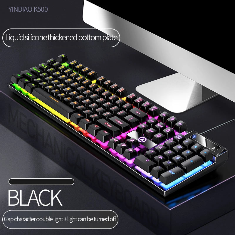 RGB Gaming Keyboard Wired Mechanical Feel Keyboard Color Backlit USB Keyboard for PC Laptop Gaming
