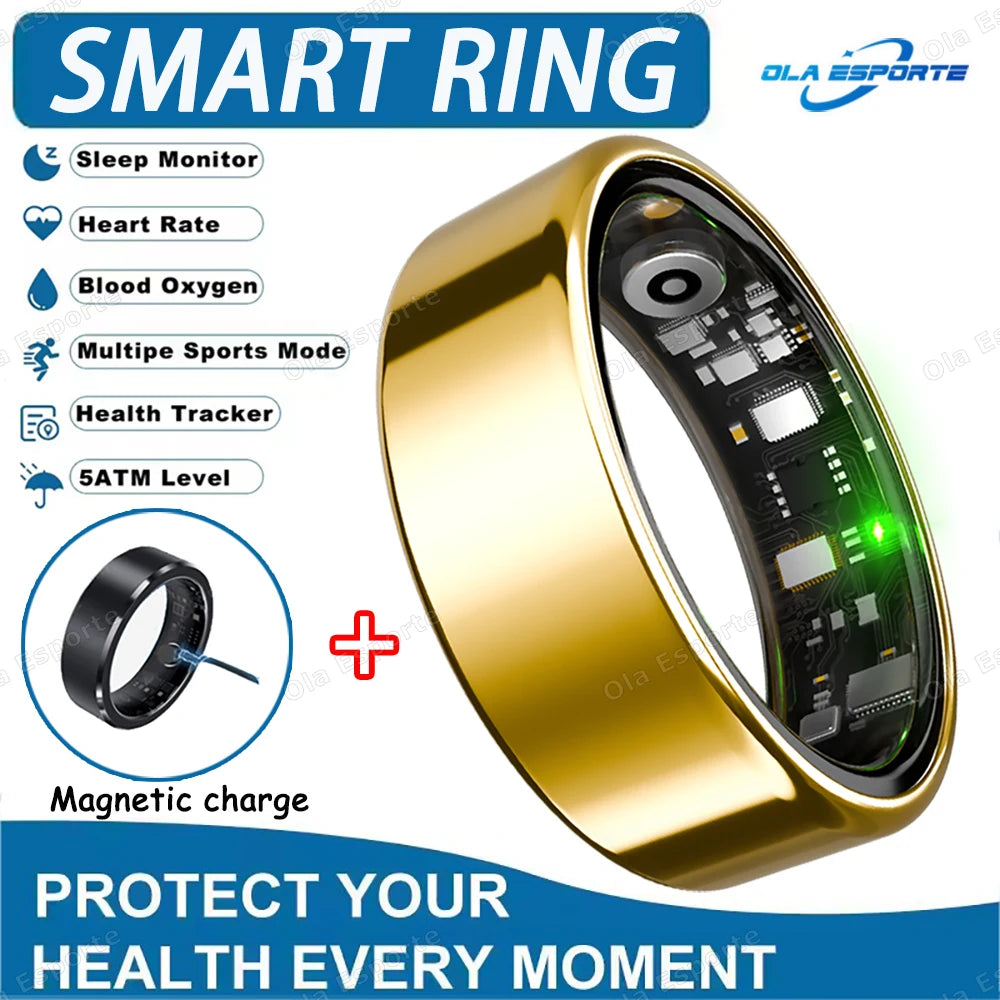 New 2026 Waterproof Smart Ring Heart Rate Blood Pressure Sleep Monitoring Motion Tracking
